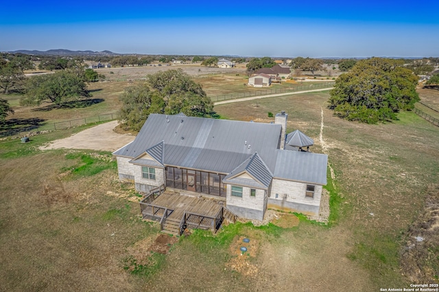 aerial view featuring a rural view