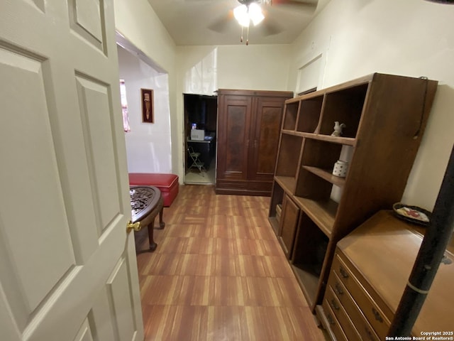 mudroom with ceiling fan