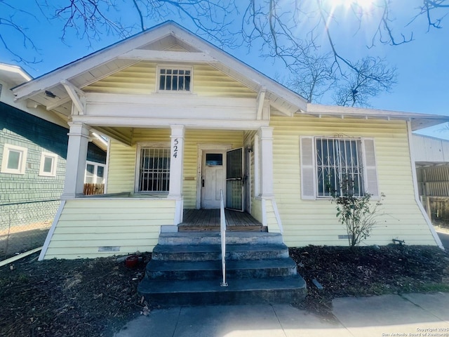 bungalow-style house with a porch