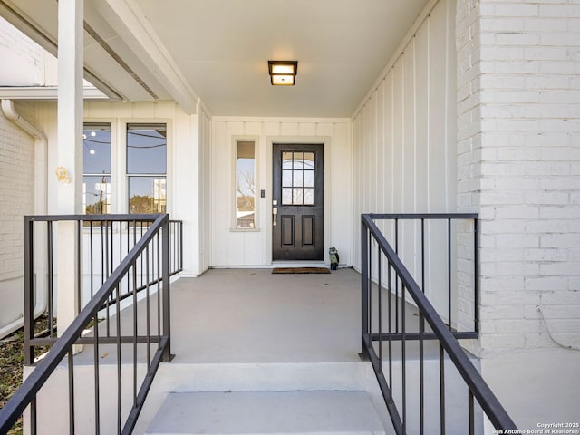 entrance to property with board and batten siding