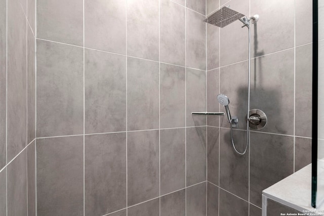 interior details featuring tiled shower