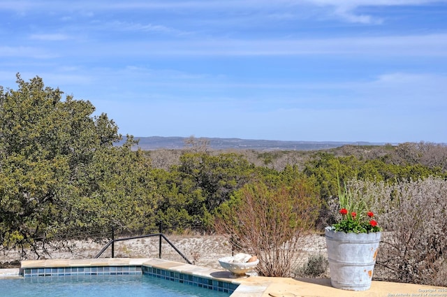 outdoor pool with a view of trees