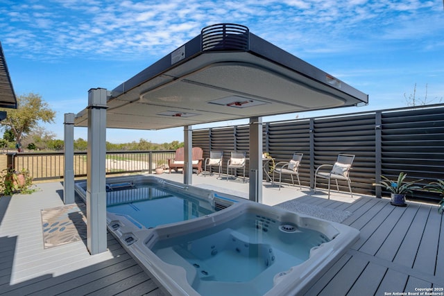 wooden terrace with hot tub deck surround