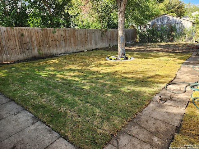 view of yard featuring a fenced backyard