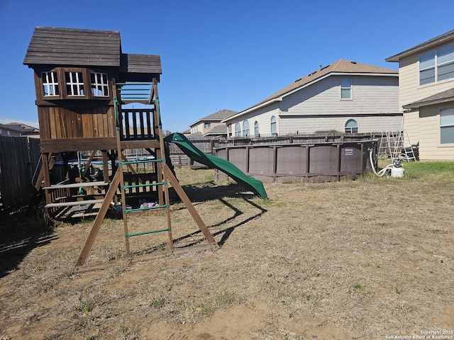 view of play area with fence