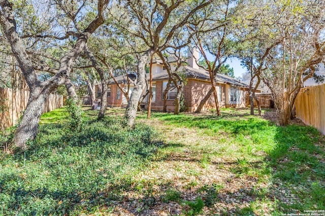view of yard featuring a fenced backyard