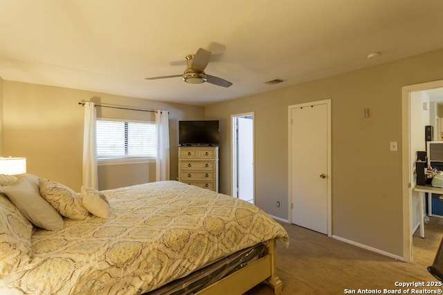 7326 Roveen, San Antonio, TX 78244 - carpeted bedroom featuring a ceiling fan, baseboards, and visible vents