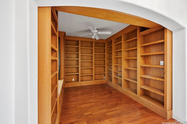 interior space featuring a sauna and ceiling fan