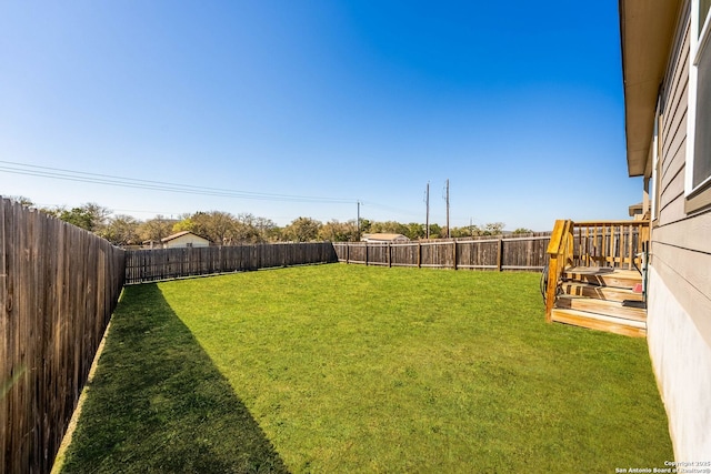 view of yard featuring a fenced backyard