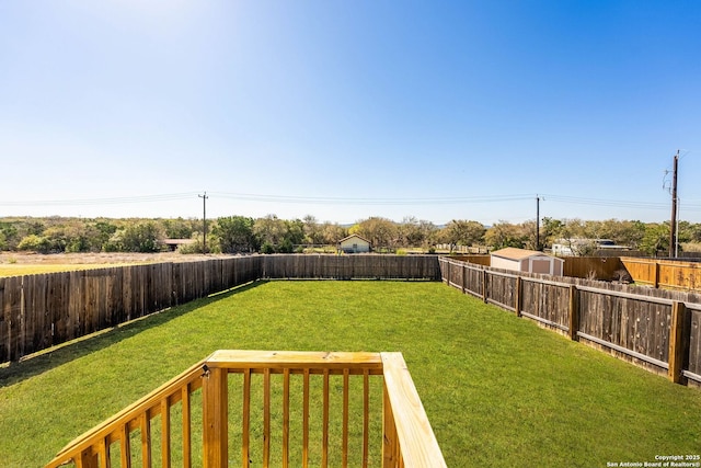 view of yard featuring a fenced backyard