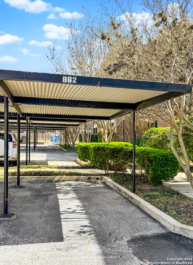 view of covered parking lot