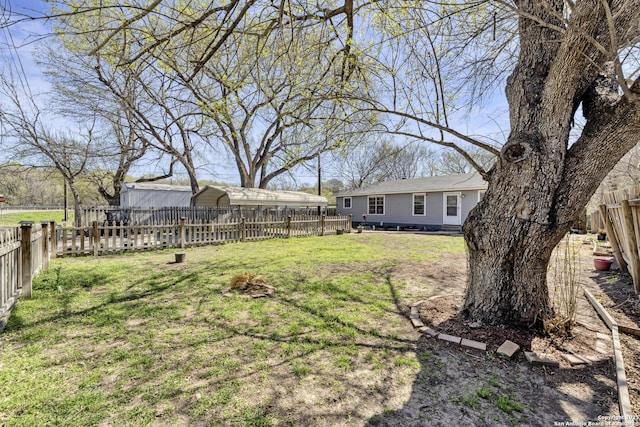 view of yard with a fenced backyard