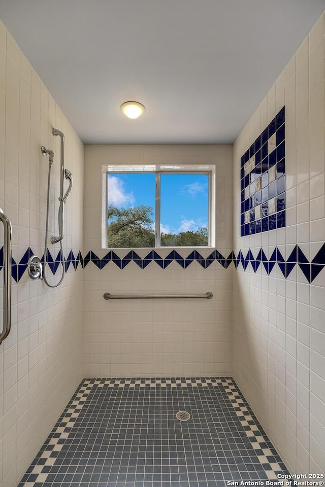 bathroom featuring a healthy amount of sunlight and a tile shower