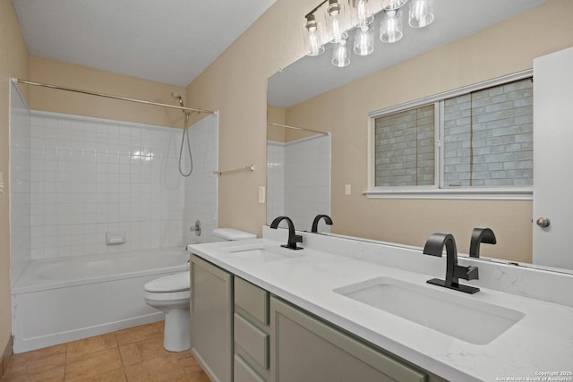 1967 Club Xing, New Braunfels, TX 78130 - full bath featuring tile patterned flooring, double vanity, toilet, and a sink