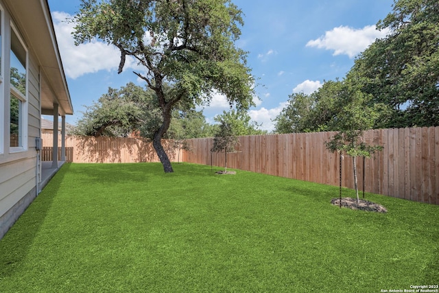 view of yard featuring a fenced backyard