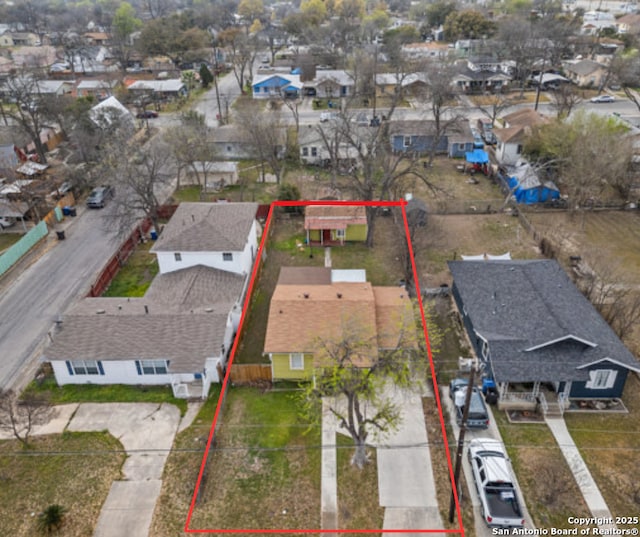 bird's eye view with a residential view