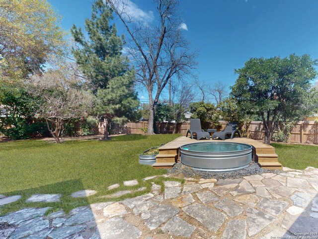 view of yard featuring a fenced backyard