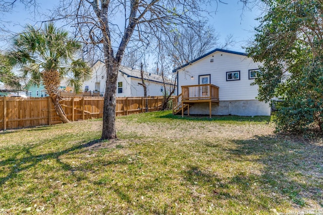 view of yard with a fenced backyard