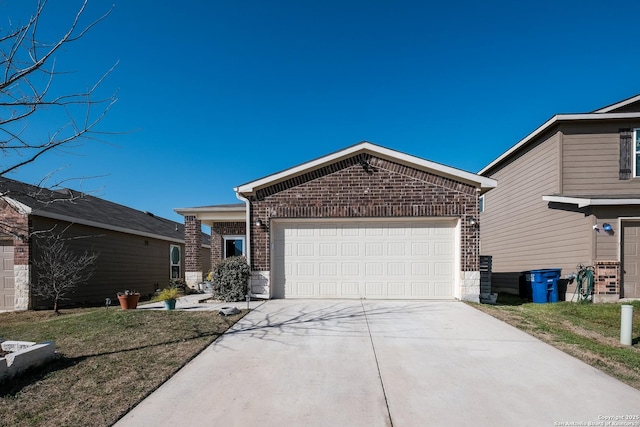 114 Texas Lantana, New Braunfels, TX 78130 - ranch-style home with concrete driveway, brick siding, and a garage