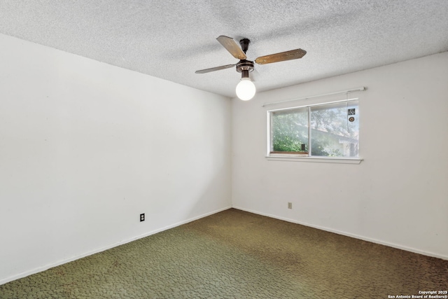 10103 Northampton, San Antonio, TX 78230 - spare room with carpet floors, a ceiling fan, a textured ceiling, and baseboards