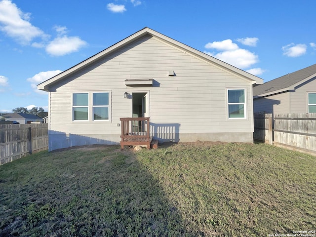 5336 Forbs, Bulverde, TX 78163 - rear view of property featuring a lawn and a fenced backyard