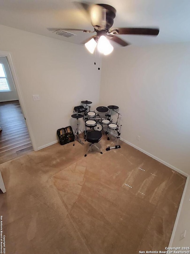 1976 Cowan Dr, New Braunfels, TX 78132 - interior space with visible vents, baseboards, and a ceiling fan
