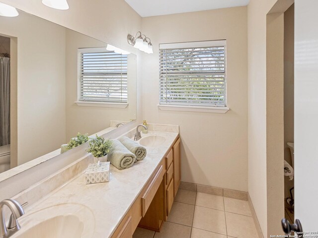 bathroom with a sink, toilet, and a wealth of natural light