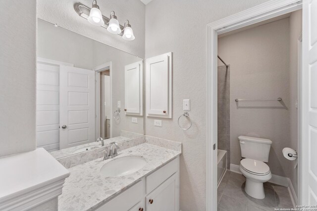 21950 Akin Byu, San Antonio, TX 78261 - full bath with toilet,  shower combination, tile patterned flooring, baseboards, and vanity