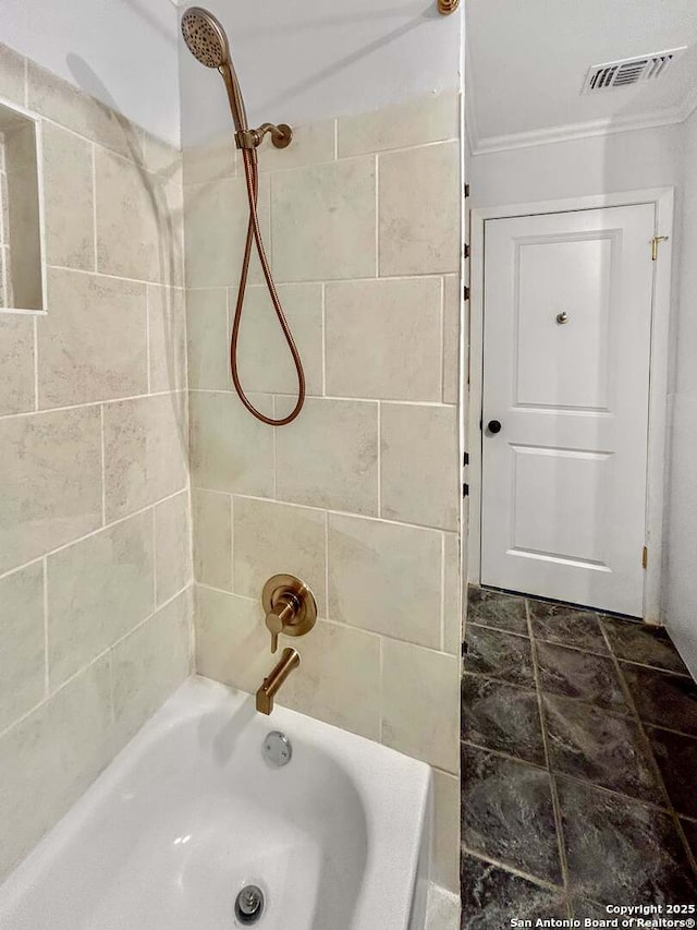 231 Cicero, San Antonio, TX 78218 - bathroom with ornamental molding and washtub / shower combination