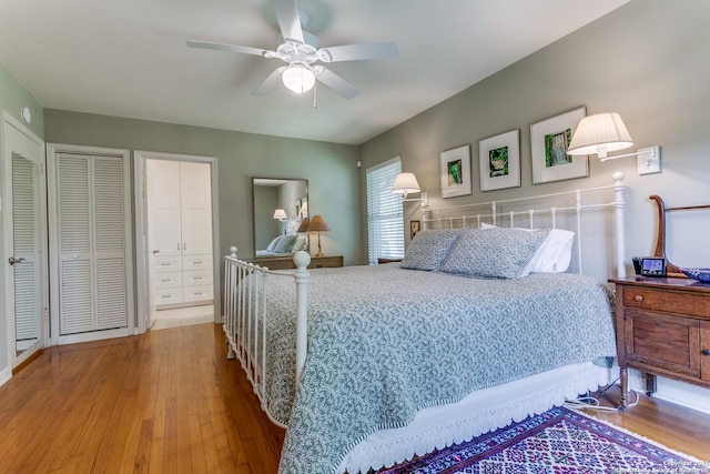 bedroom featuring ceiling fan and wood finished floors