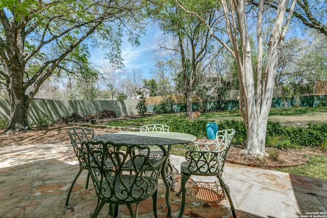 view of patio / terrace with outdoor dining space and a fenced backyard