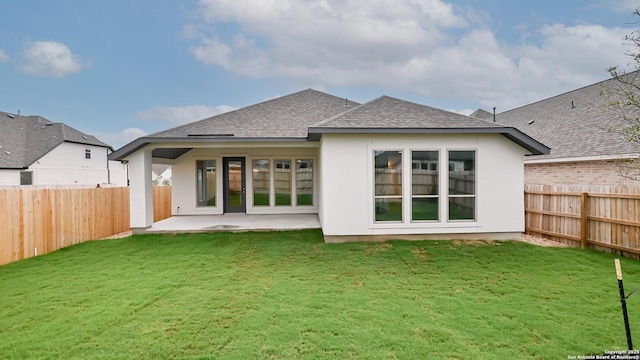 355 Alpine Lks, New Braunfels, TX 78130 - back of property featuring roof with shingles, a patio, and stucco siding