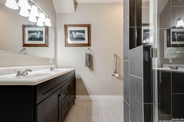 2106 W Gramercy Pl, San Antonio, TX 78201 - full bath with a sink, baseboards, and double vanity
