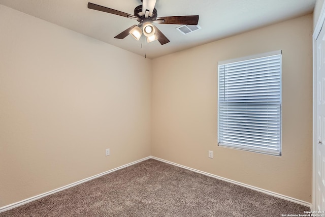 2066 Chelsea, New Braunfels, TX 78130 - carpeted spare room featuring visible vents, baseboards, and a ceiling fan