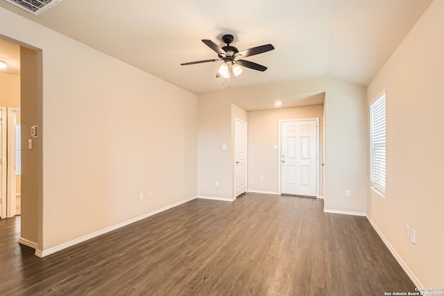 2066 Chelsea, New Braunfels, TX 78130 - spare room featuring dark wood-style floors, visible vents, baseboards, and a ceiling fan
