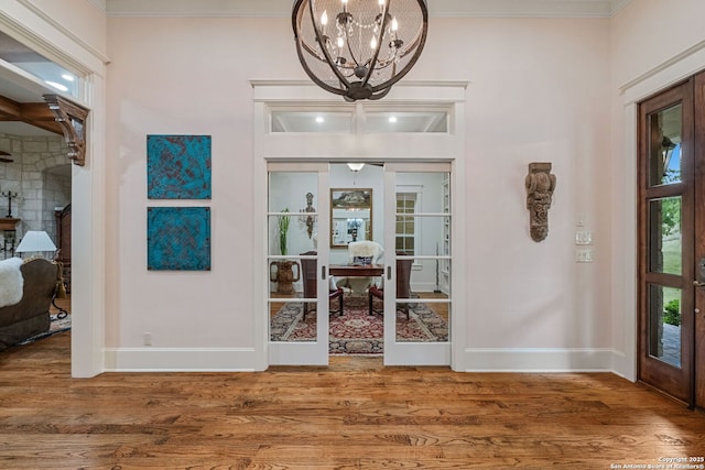1626 Cordillera Trce, Boerne, TX 78006 - entrance foyer featuring baseboards, french doors, and wood finished floors