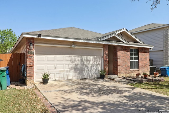 434 Golden Walk, San Antonio, TX 78227 - ranch-style house featuring concrete driveway, a garage, fence, and brick siding