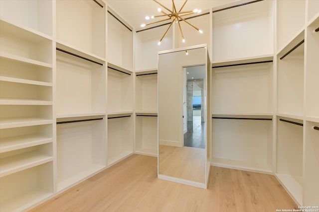 130 Azalea Loop, Horseshoe Bay, TX 78657 - walk in closet featuring an inviting chandelier and light wood finished floors