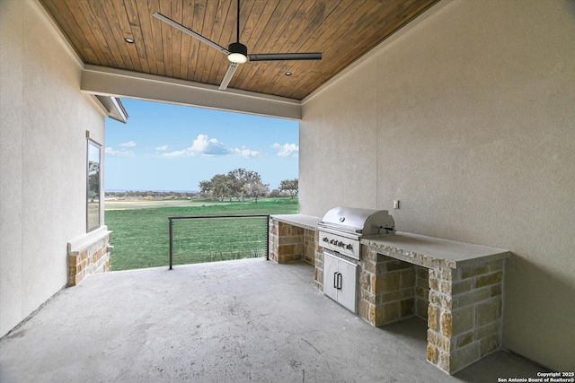 130 Azalea Loop, Horseshoe Bay, TX 78657 - view of patio / terrace with area for grilling, a ceiling fan, and grilling area