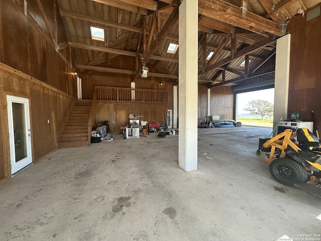 garage with a garage door opener