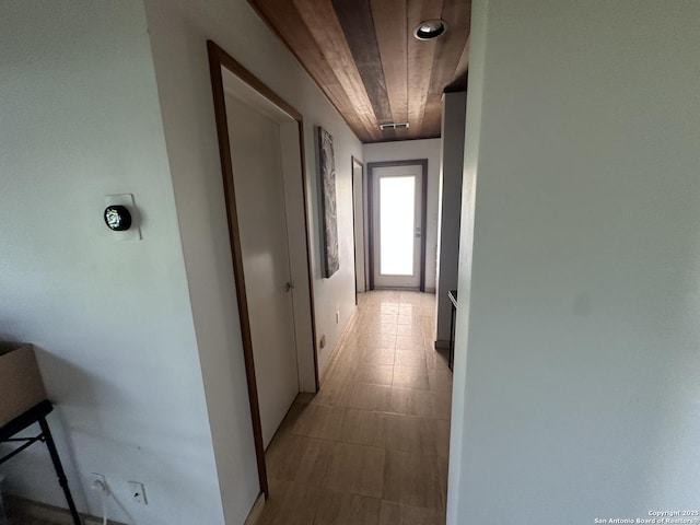 hall with wooden ceiling