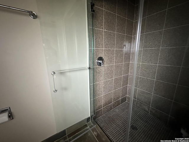 bathroom featuring a shower stall