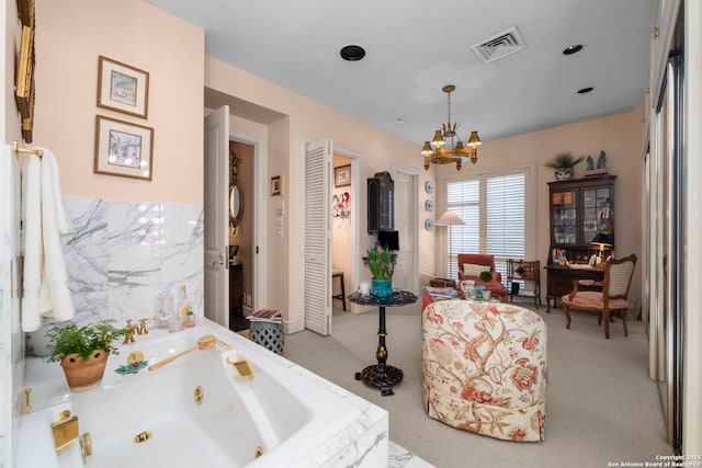 122 Chester Apt 5, San Antonio, TX 78209 - full bath with a chandelier and a tub with jets