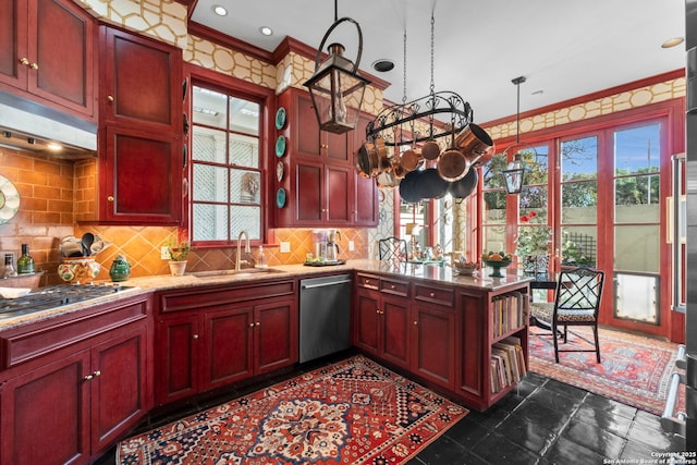 122 Chester Apt 5, San Antonio, TX 78209 - kitchen with appliances with stainless steel finishes, dark brown cabinets, and ornamental molding