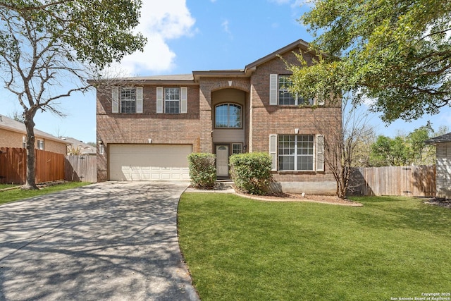 12319 Stable Road Dr, San Antonio, TX 78249 - traditional-style house with concrete driveway, fence, a garage, and a front yard
