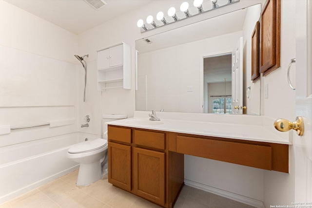 12319 Stable Road Dr, San Antonio, TX 78249 - full bathroom featuring visible vents, toilet, tile patterned flooring, bathing tub / shower combination, and vanity