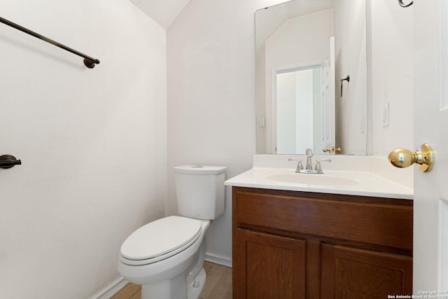 12319 Stable Road Dr, San Antonio, TX 78249 - half bathroom featuring vanity, tile patterned floors, and toilet