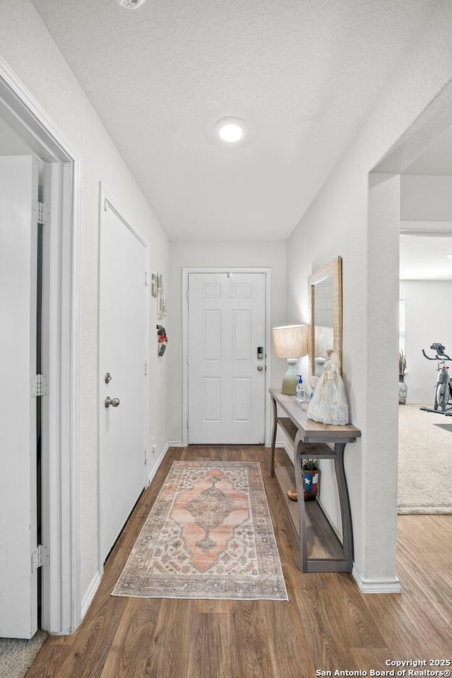 923 Empress Brilliant, San Antonio, TX 78253 - foyer with wood finished floors, baseboards, and a textured ceiling