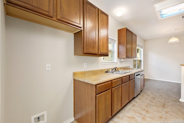 14204 Auberry, Helotes, TX 78023 - kitchen featuring a sink, dishwasher, brown cabinets, and light countertops