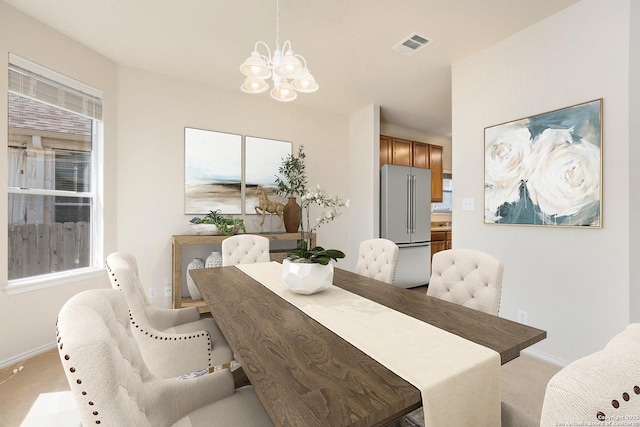 14204 Auberry, Helotes, TX 78023 - carpeted dining space with a chandelier, baseboards, and plenty of natural light